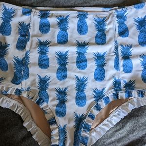 Kortni Jeane Blue Pineapple All Ruffled Up swim bottoms